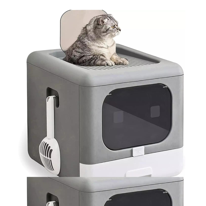 Sleek and Functional Cat Litter Box-Detachable Design