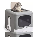 Sleek and Functional Cat Litter Box-Detachable Design