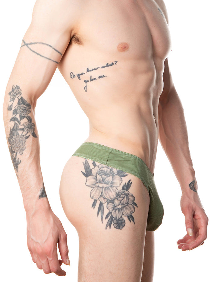 men's green ribbed thong - XDress