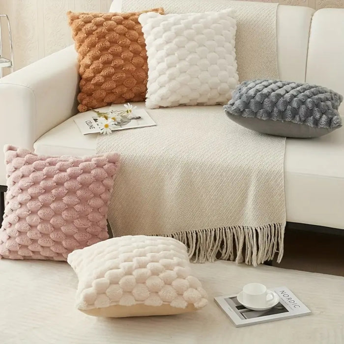 3D Soft Plush Turtle Pineapple Grid Throw Pillowcase
