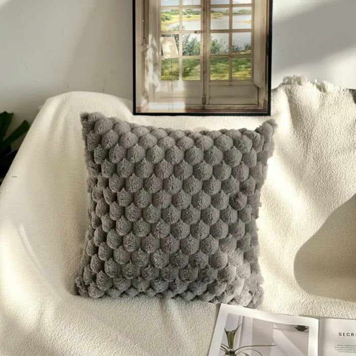 3D Soft Plush Turtle Pineapple Grid Throw Pillowcase