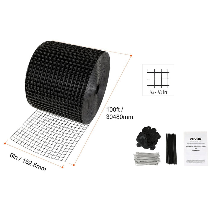 Solar Panel Bird Guard Critter Guard Roll Kit  Stainless Steel Fasteners