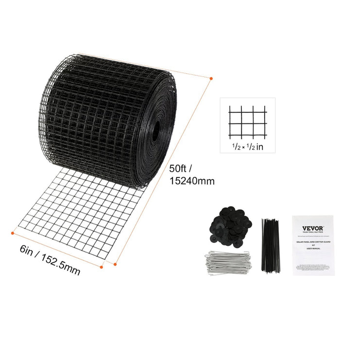 Solar Panel Bird Guard Critter Guard Roll Kit  Stainless Steel Fasteners