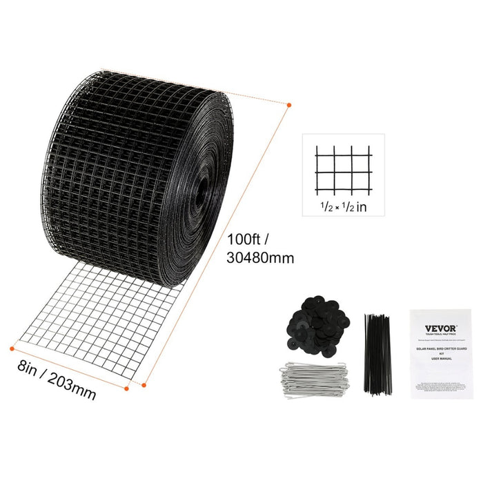 Solar Panel Bird Guard Critter Guard Roll Kit  Stainless Steel Fasteners