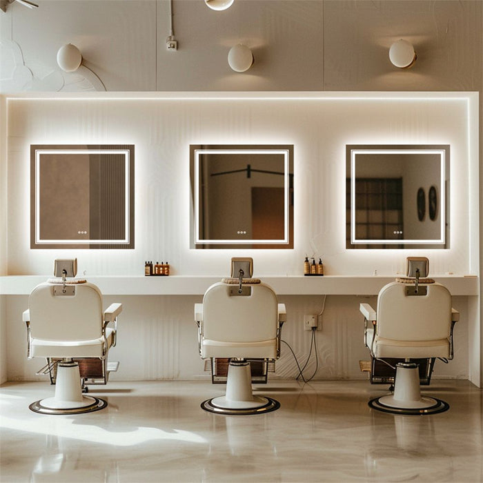 Square Illuminated Wall Bathroom Mirror with LED Lights