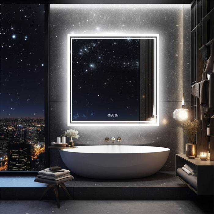 Square LED Wall Mounted Bathroom Mirror