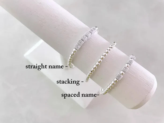 Square Letter Bead Silver Name Bracelet