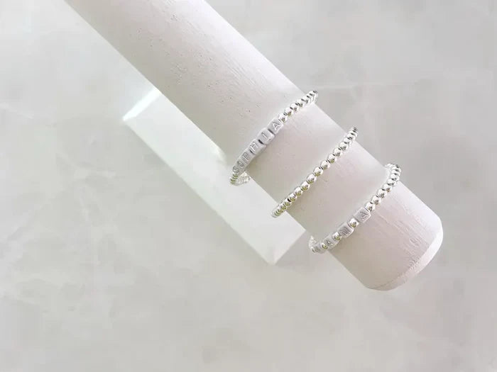 Square Letter Bead Silver Name Bracelet