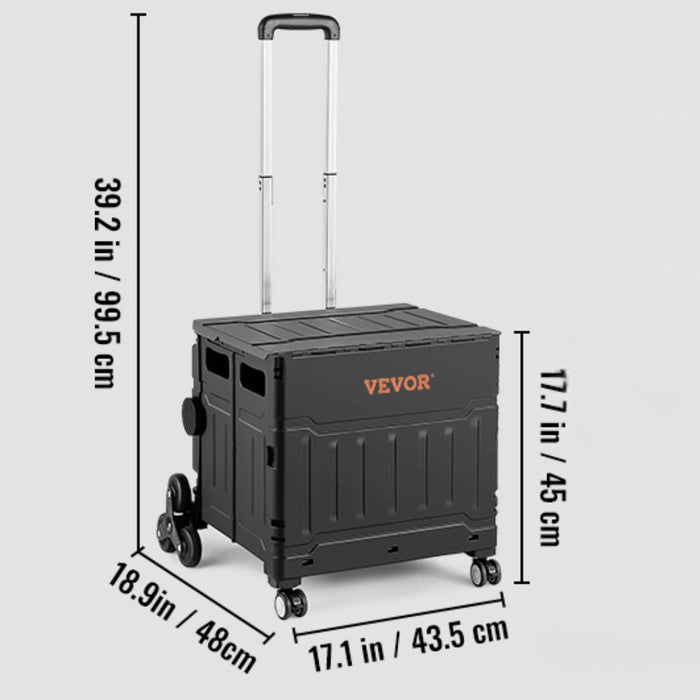 Stair Climbing Cart Outdoor Portable Rolling Crate Handcart With Telescoping Handle and Lid