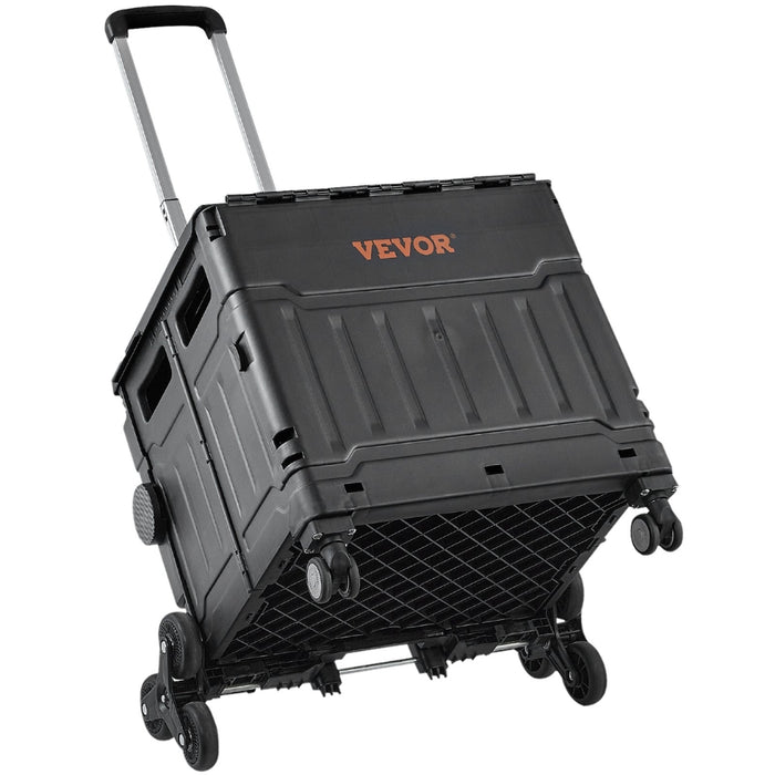 Stair Climbing Cart Outdoor Portable Rolling Crate Handcart With Telescoping Handle and Lid