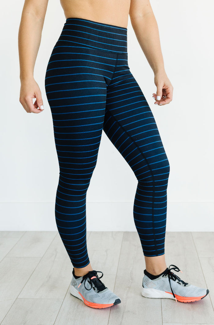 Striped Capri & Legging in Black and Blue (Final Few)