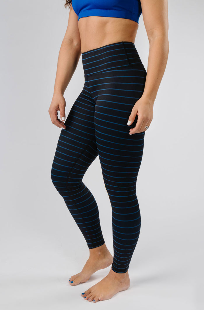 Striped Capri & Legging in Black and Blue (Final Few)
