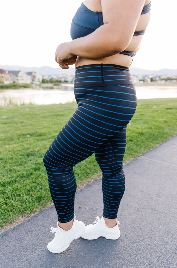 Striped Capri & Legging in Black and Blue (Final Few)