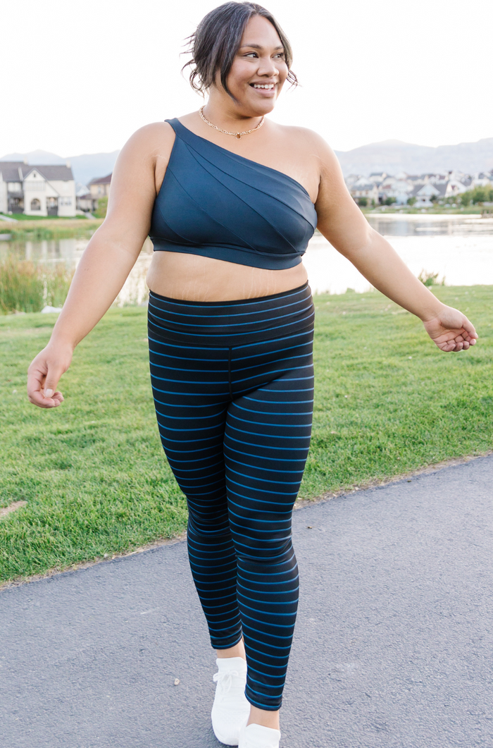 Striped Capri & Legging in Black and Blue (Final Few)