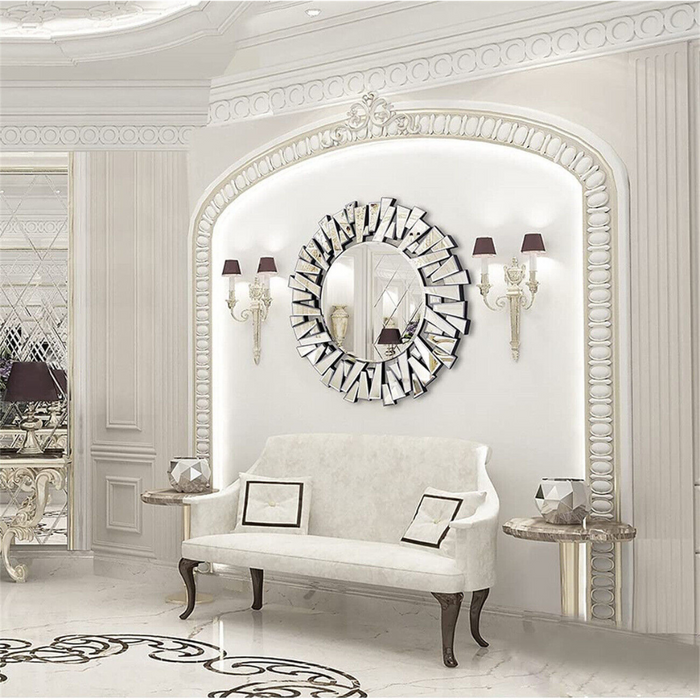 Stunning 32 Silver Round Wall Mirror