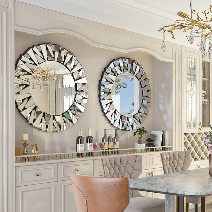 Stunning 32 Silver Round Wall Mirror