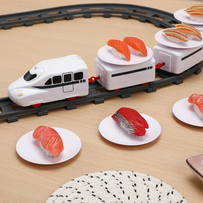 Electric Rotary Sushi Train Toy Track Role Playing Conveyor Set - Battery Operated