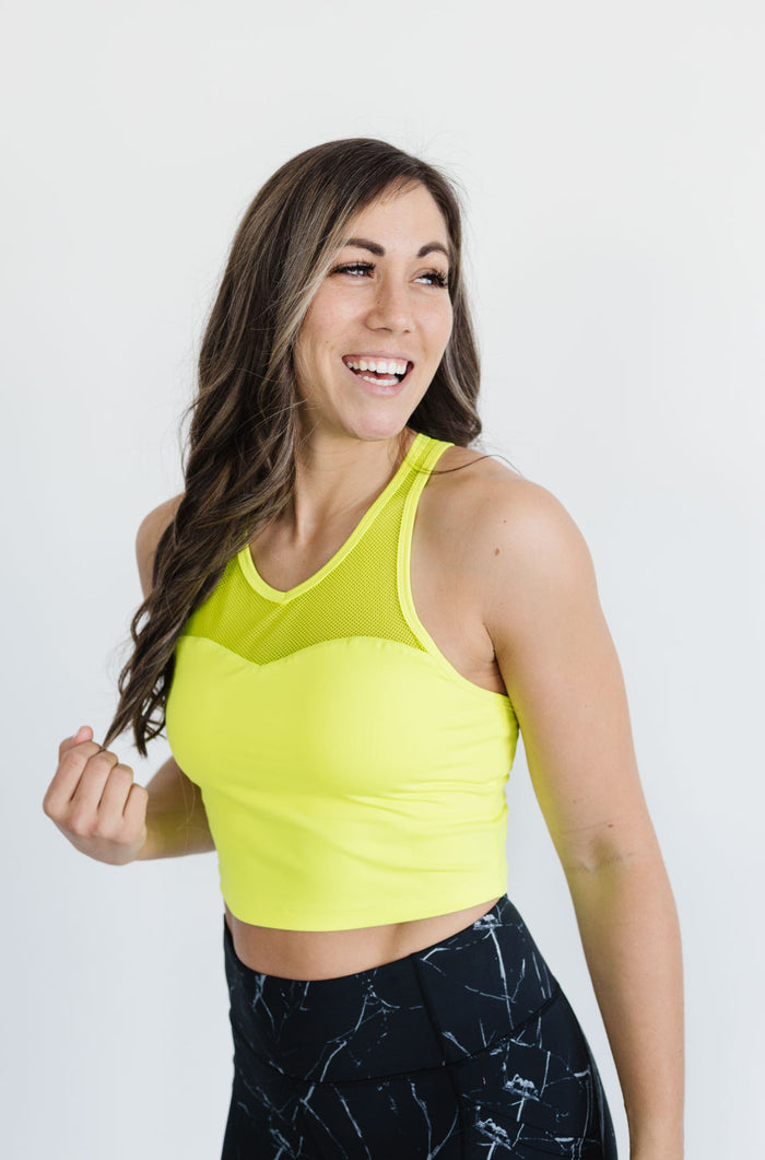 Sweetheart Crop Top in Neon Yellow