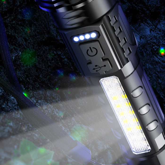 30W 14LED Tactical Flashlight White Laser Torch Lamp USB Charging