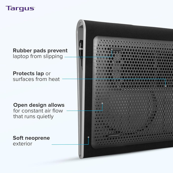 Targus Chill Mat Cooling Stand with 2 Fans Neoprene Cushioning and Anti Slip Rubber Stops