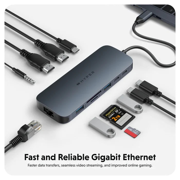 Targus HyperDrive 11 Port USB C Docking Station Midnight Blue with Dual 4K 60Hz Support and 140W Power Delivery