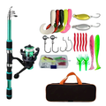 Telescopic Fishing Rod And Spinning Reel Baits Hooks Travel Pole Set