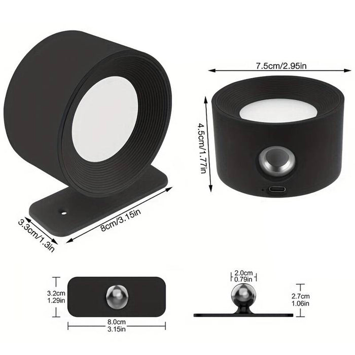 360° Rotatable Dimmable Touch Control Magnetic Ball Light LED Wall Sconce - USB Rechargeable