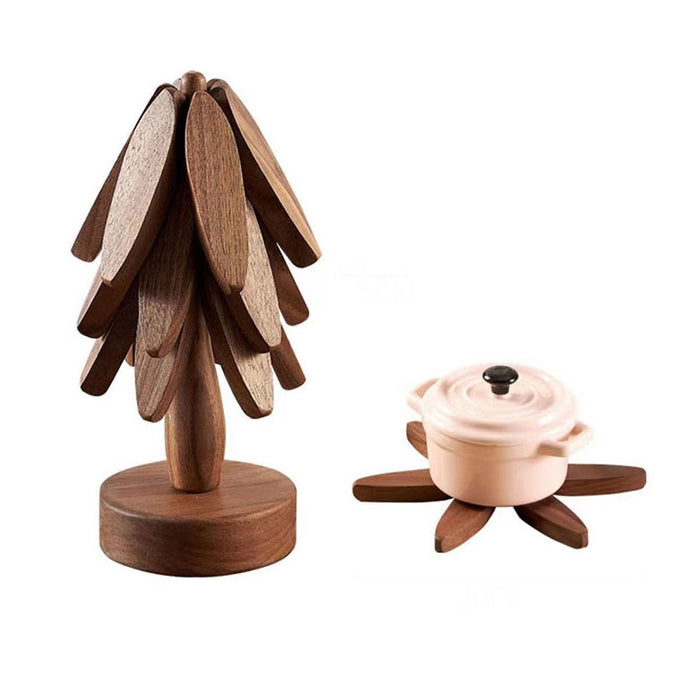 Tree Design Stand Anti Scald Heat Resistant Wooden Placemats