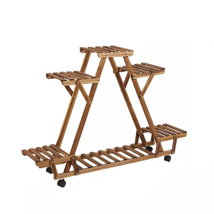 Triangular Plant Shelf 6 Potted Wood Plant Holder Flower Pot Stand