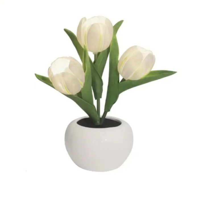 Tulip Table Lamp with LED Light Elegant Bedside Lamp for Bedroom or Living Room