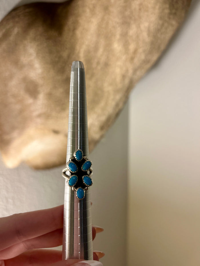 Turquoise Cluster Ring Size 6.5