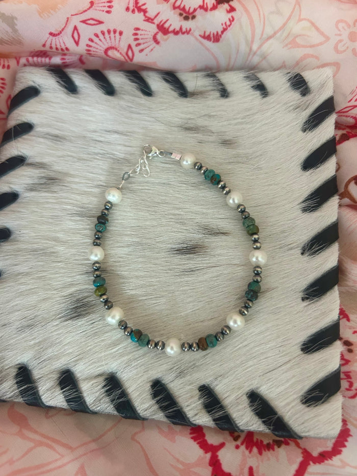 Turquoise & Freshwater Pearl Bracelet