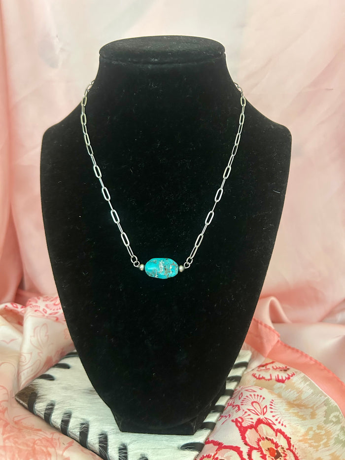 Turquoise Nugget Chain Necklace