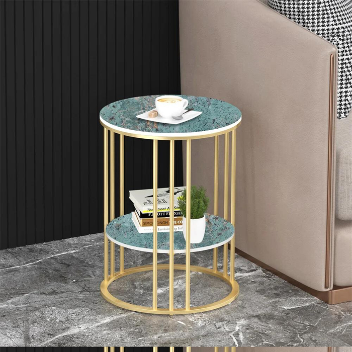 Stylish Two-Tier Modern Side Table with Metal Frame