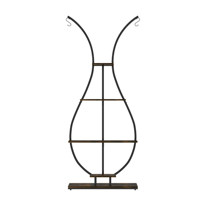 Vase Shape Tall Planter Display RackGarden Plant Stand with 5 Tiers and Hangers