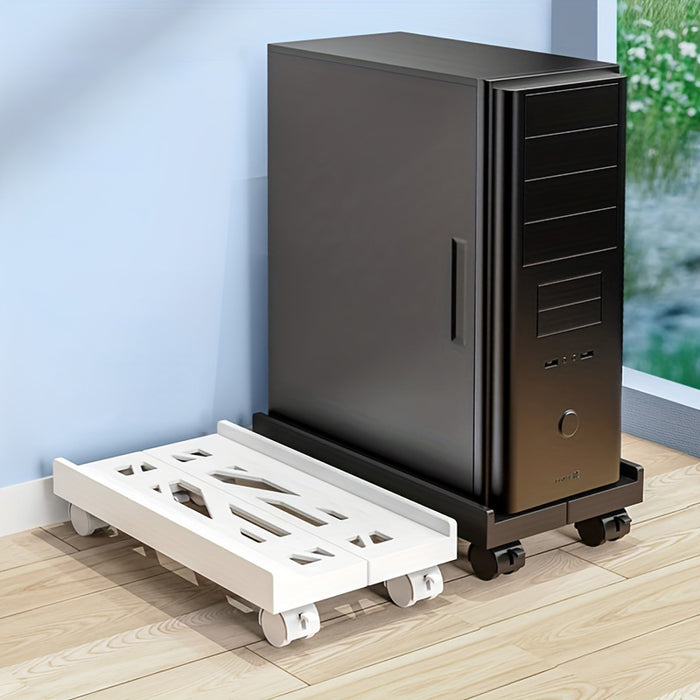 Ventilated Computer Tower Stand Mobile PC Tower Stand with 4 Caster Wheels