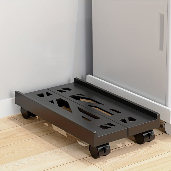 Ventilated Computer Tower Stand Mobile PC Tower Stand with 4 Caster Wheels