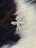 Vintage Native American, Hand-Made, Turquoise & Sterling Silver Brooch