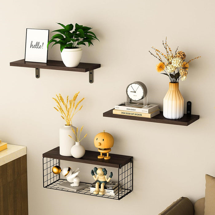 STORFEX Wall Organizer With Basket - Stylish And Space-Saving Wall Mounted Shelves