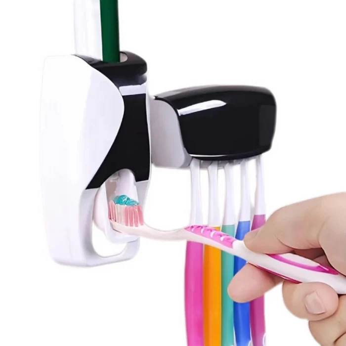 Wall Mounted Toothbrush Storage Rack with Toothpaste Squeezer