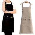 Washable Canvas Butcher and Server Kitchen Cooking Apron Café Uniform Apron with Pockets