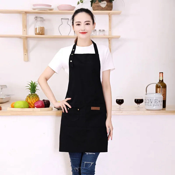 Washable Canvas Butcher and Server Kitchen Cooking Apron Café Uniform Apron with Pockets