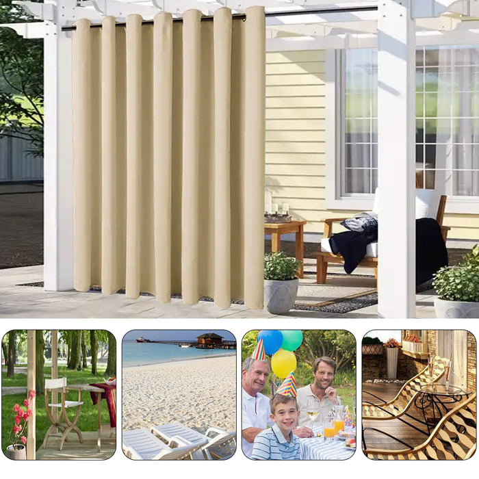 COMFEYA Patio Curtains Outdoor - Waterproof Heat UV Shade Privacy Blackout Curtains