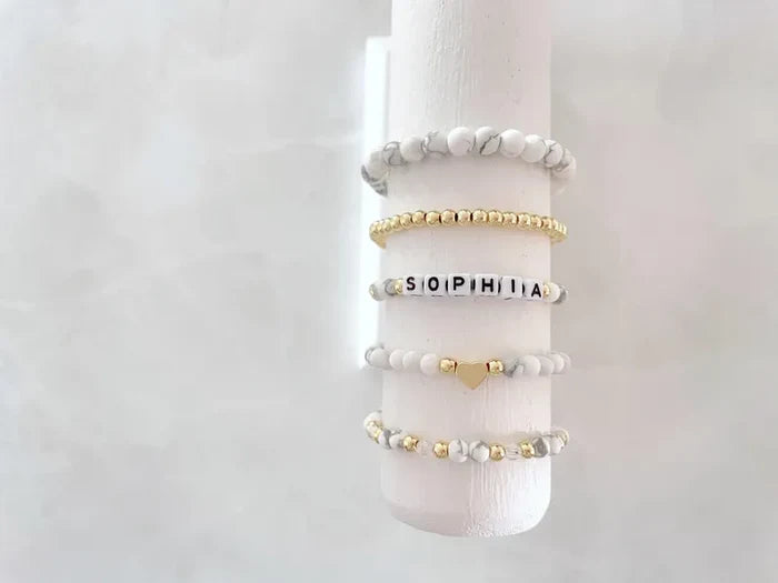 White Howlite Beaded Bracelet