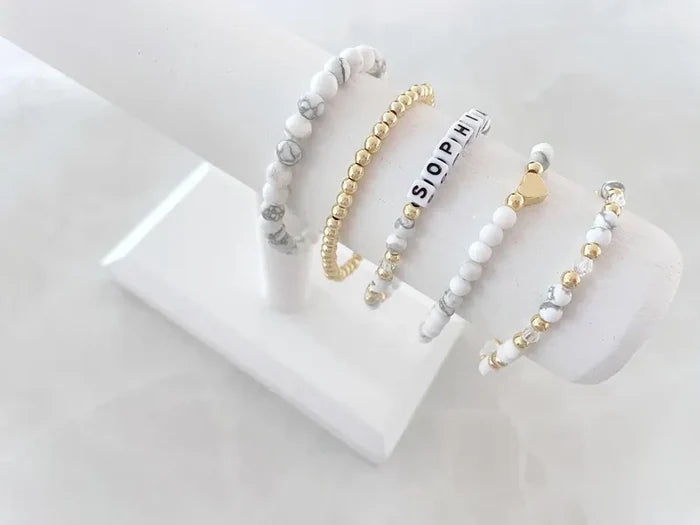 White Howlite Beaded Bracelet