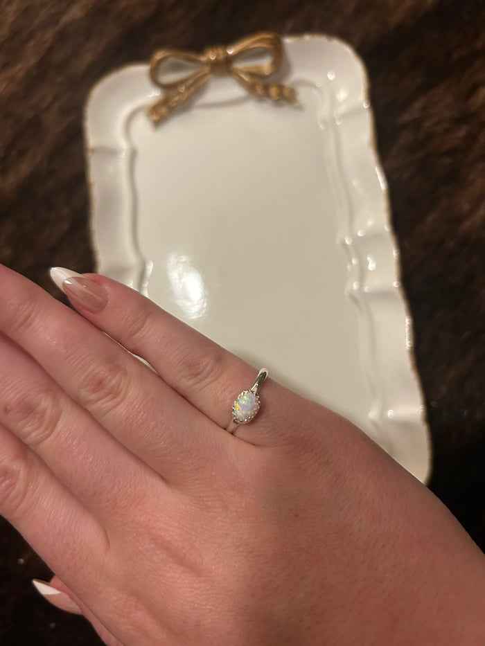 White Opal Ring Size 5