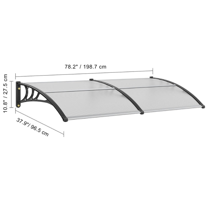 Window Door Awning Canopy UPF 50+ Polycarbonate Front Door Overhang for Sun Protection