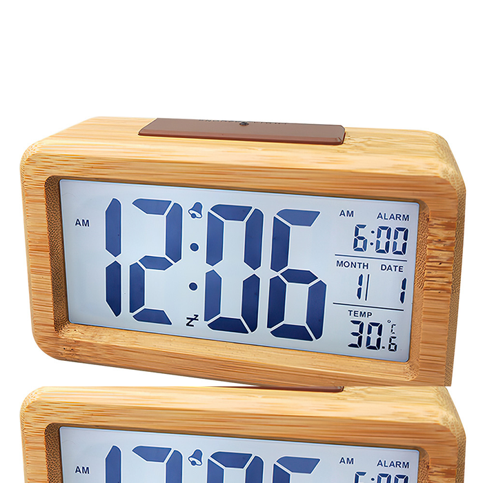 Wooden Digital Alarm Clock Snooze Display Bedside Desk Table Clock