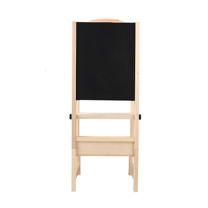 Wooden Kids Step Up Kitchen Helper with Black Drawing Board