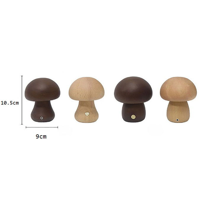 Wooden Mushroom LED Night Light for Bedroom - USB Rechargeable